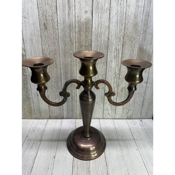 Vtg Solid Brass Century Candelabra Candlestick Holder Art Nouveau 11'' Tall - Picture 1 of 10